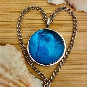 Stunning Ocean Blue Sea Glass Pendant
